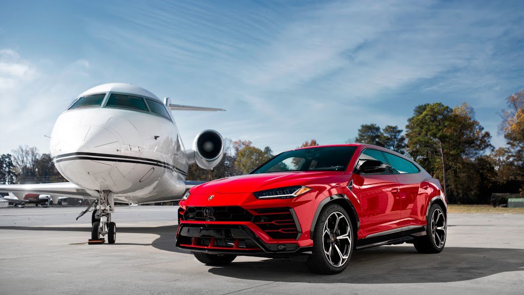 Lamborghini and plane