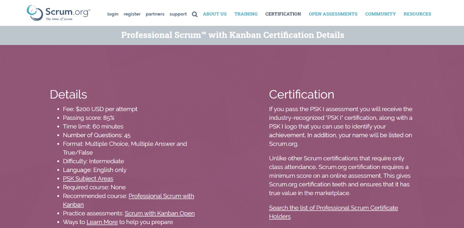 Scrum with Kanban Certification Details