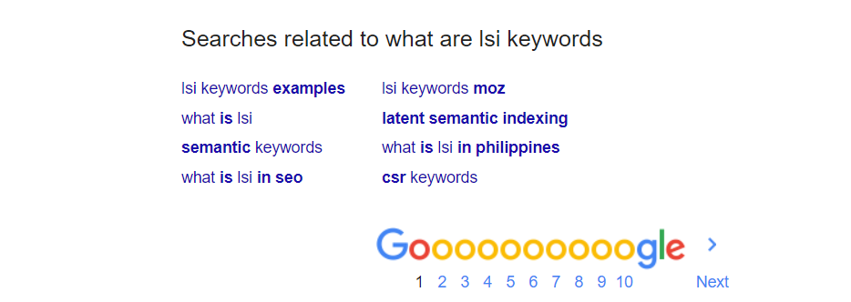 Google LSI keywords