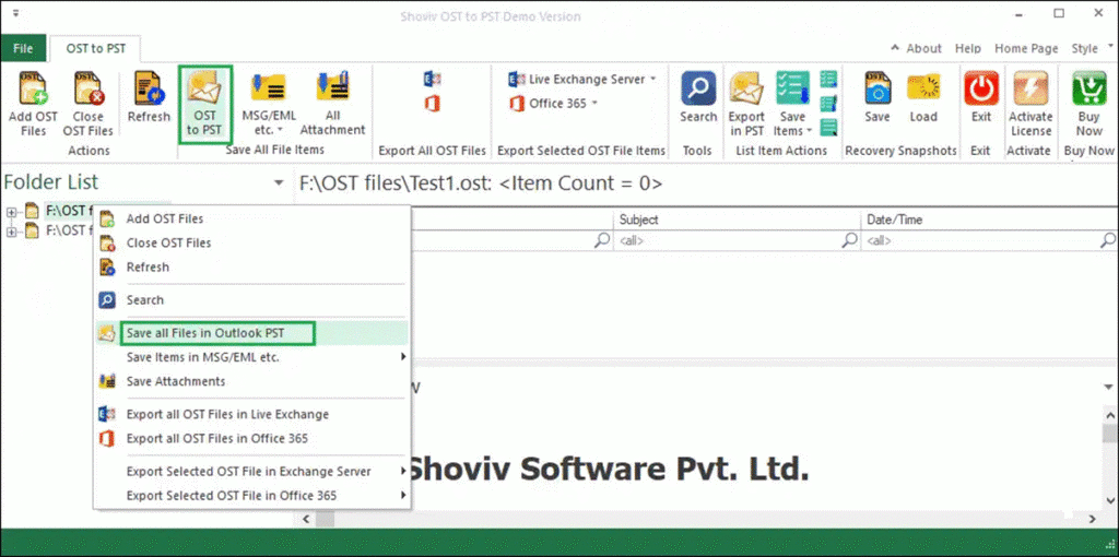 OST to PST screenshot